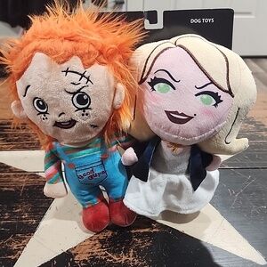 Chucky And Tiffany 2 Pack Plush Figure Dog Toy NEW With Squeaker!! 🎃